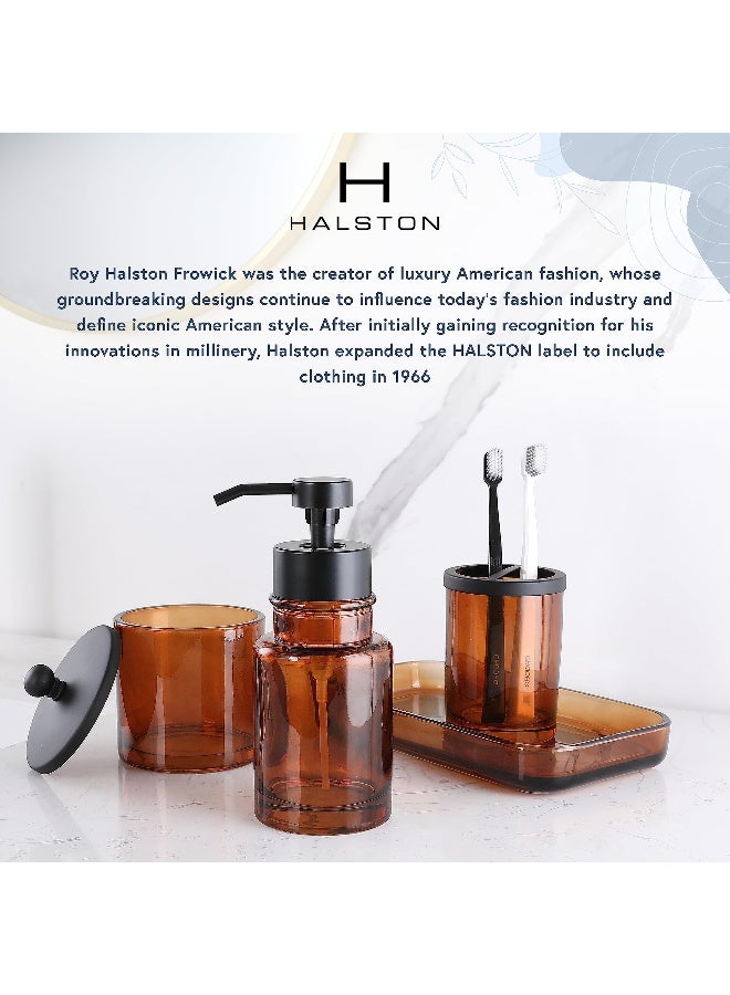 HALSTON H Halston Amber Glass Toothbrush Holder, Heavy Weight Thick Organizer,Bathroom, Vanity Countertop, Makeup Brush, The Freida Collection Bathroom Accessories Set Farmhouse Decor - Image 5